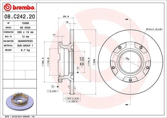 Bremsscheibe BREMBO 08.C242.20