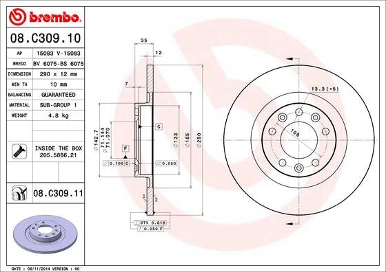 Bremsscheibe BREMBO 08.C309.11