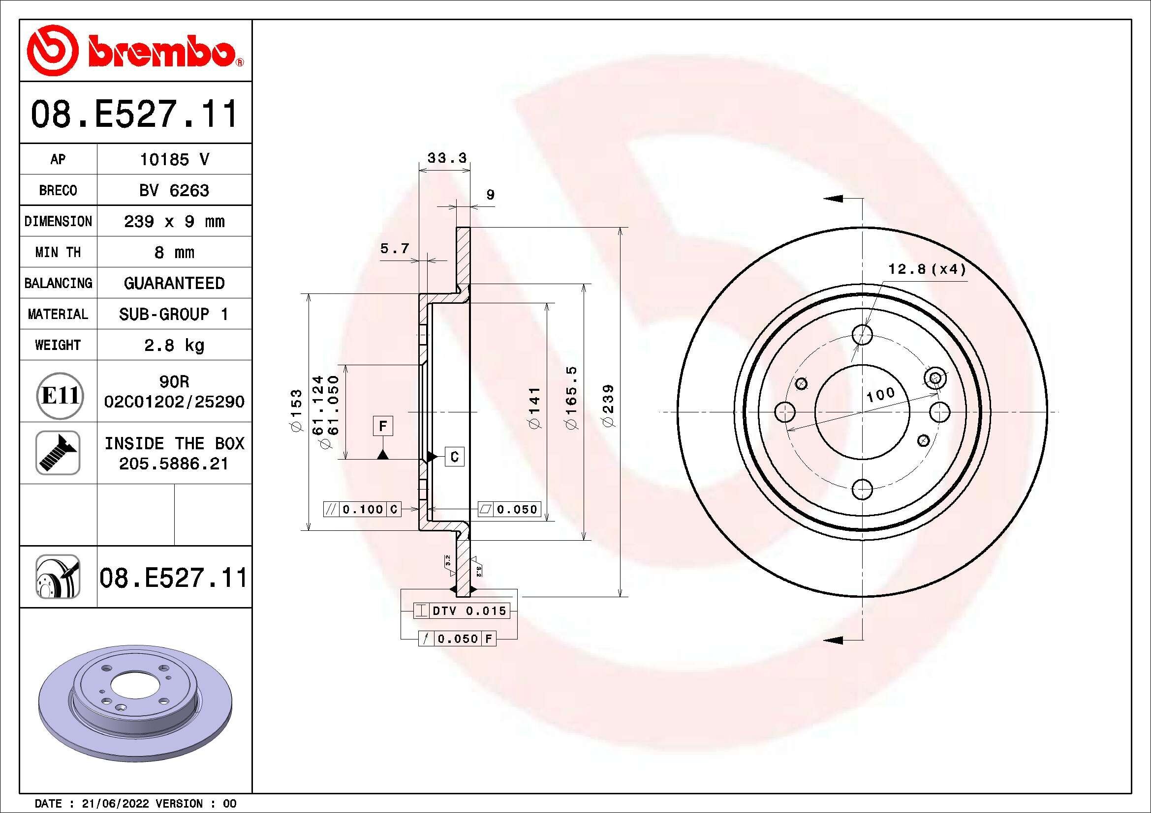 Bremsscheibe BREMBO 09.E528.11