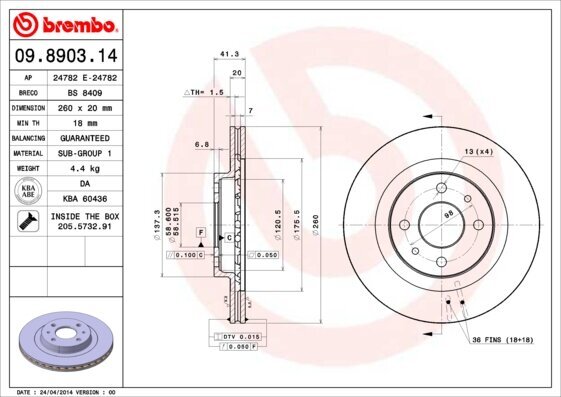 Bremsscheibe BREMBO 09.8903.14