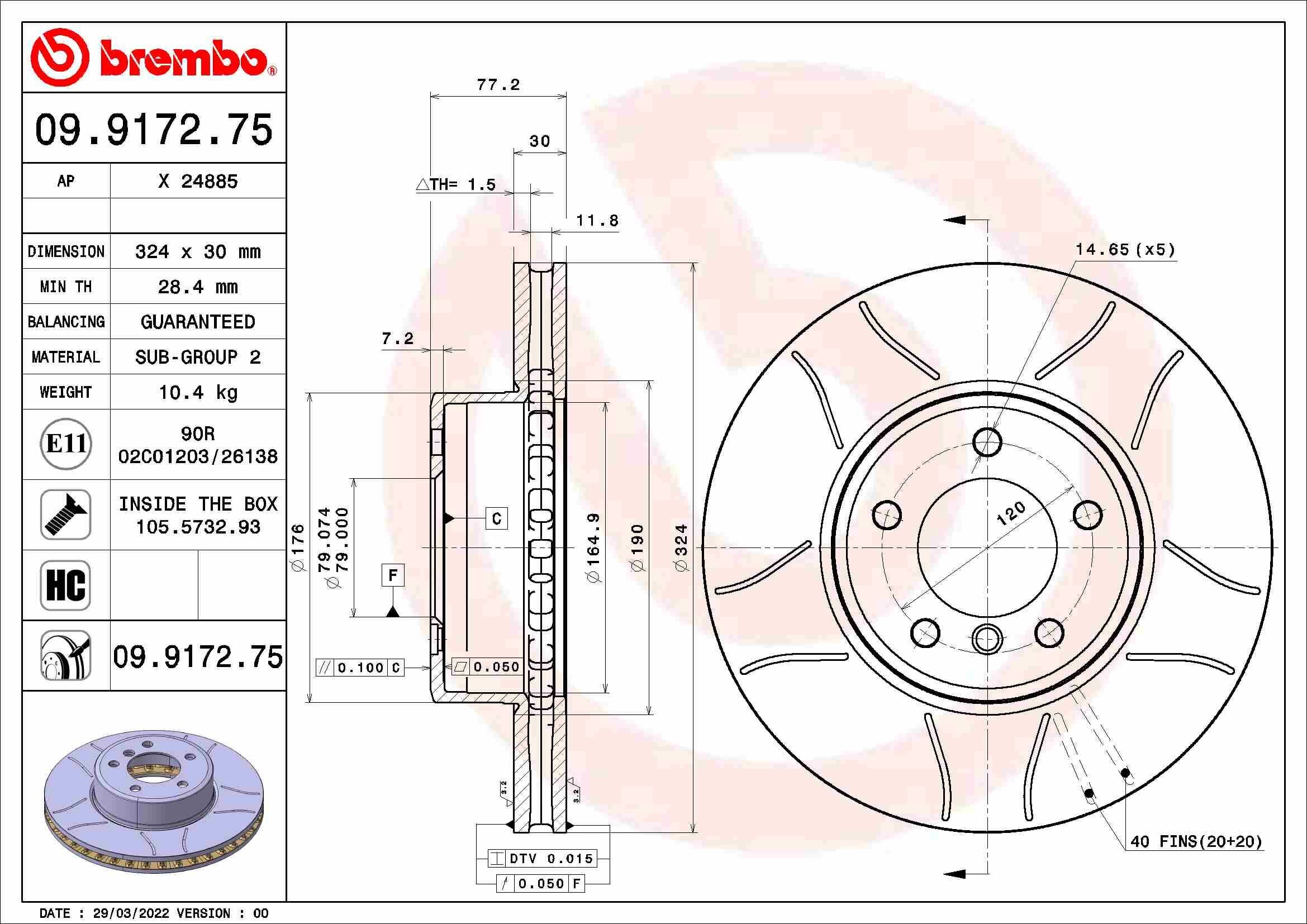 Bremsscheibe BREMBO 09.9172.75