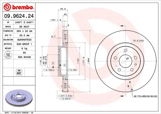 Bremsscheibe BREMBO 09.9624.24