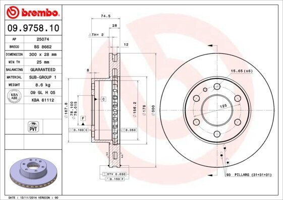 Bremsscheibe BREMBO 09.9758.10