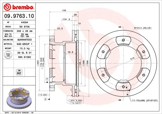 Bremsscheibe BREMBO 09.9763.10