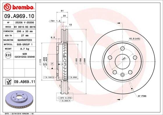 Bremsscheibe BREMBO 09.A969.11