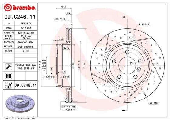 Bremsscheibe BREMBO 09.C246.11