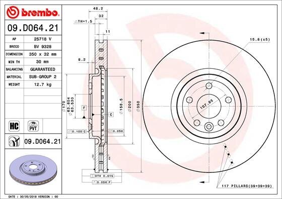 Bremsscheibe BREMBO 09.D064.21