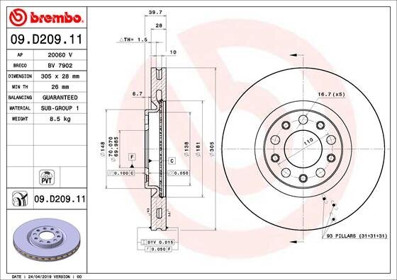 Bremsscheibe BREMBO 09.D209.11