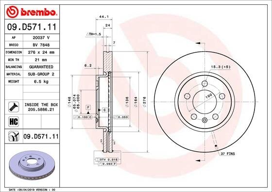 Bremsscheibe BREMBO 09.D571.11