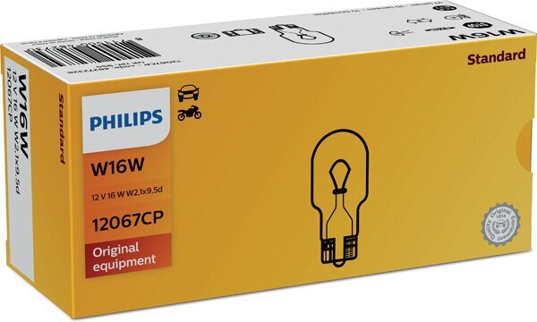 Glühlampe, Blinkleuchte 12 V 16 W W16W Glassockellampe PHILIPS 12067CP