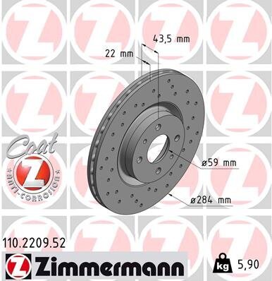 Bremsscheibe ZIMMERMANN 110.2209.52