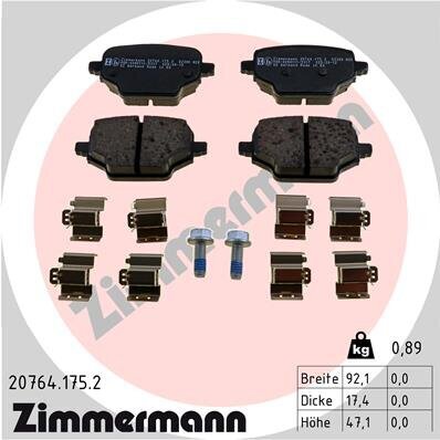 Bremsbelagsatz, Scheibenbremse ZIMMERMANN 20764.175.2