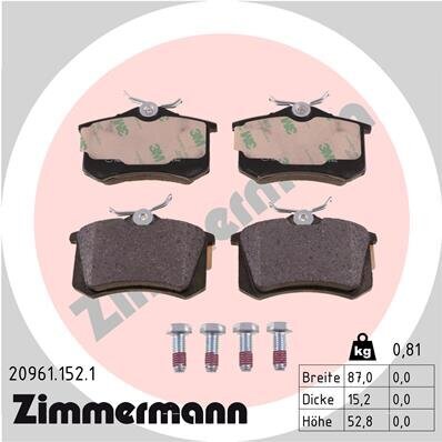 Bremsbelagsatz, Scheibenbremse ZIMMERMANN 20961.152.1