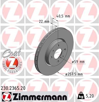 Bremsscheibe ZIMMERMANN 230.2365.20