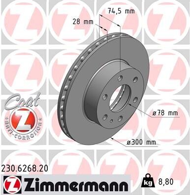 Bremsscheibe ZIMMERMANN 230.6268.20