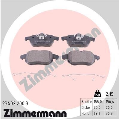 Bremsbelagsatz, Scheibenbremse ZIMMERMANN 23402.200.3