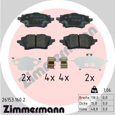 Bremsbelagsatz, Scheibenbremse ZIMMERMANN 26153.160.2