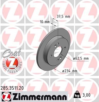 Bremsscheibe ZIMMERMANN 285.3511.20