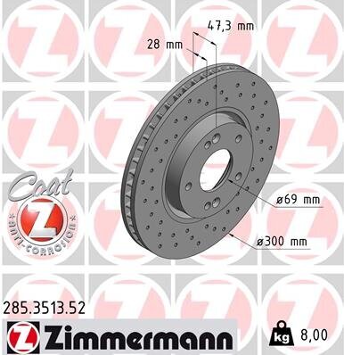 Bremsscheibe ZIMMERMANN 285.3513.52