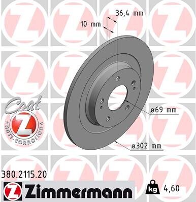 Bremsscheibe ZIMMERMANN 380.2115.20