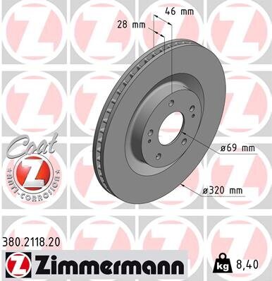 Bremsscheibe ZIMMERMANN 380.2118.20