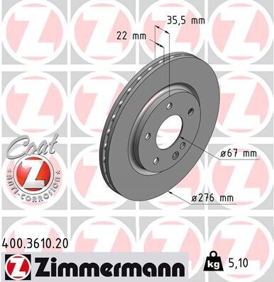 Bremsscheibe ZIMMERMANN 400.3610.20