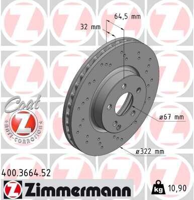 Bremsscheibe ZIMMERMANN 400.3664.52