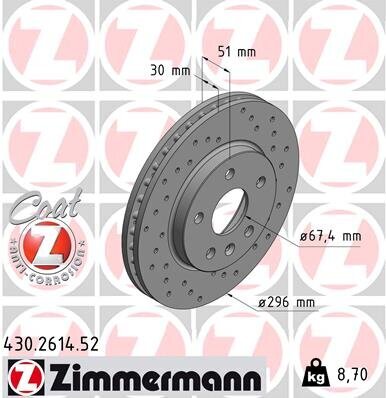 Bremsscheibe ZIMMERMANN 430.2614.52