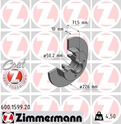 Bremsscheibe ZIMMERMANN 600.1599.20