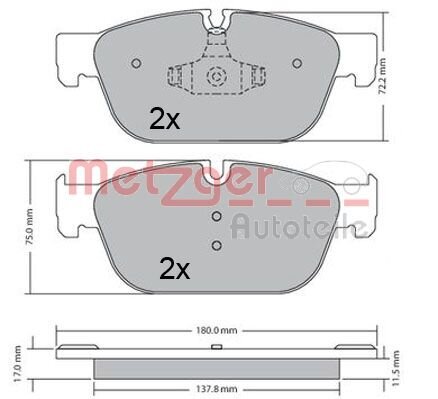 Bremsbelagsatz, Scheibenbremse METZGER 1170619