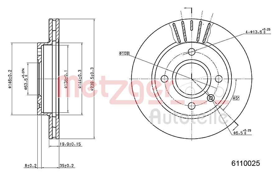 Bremsscheibe METZGER 6110025