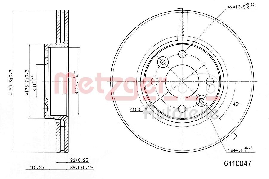 Bremsscheibe METZGER 6110047