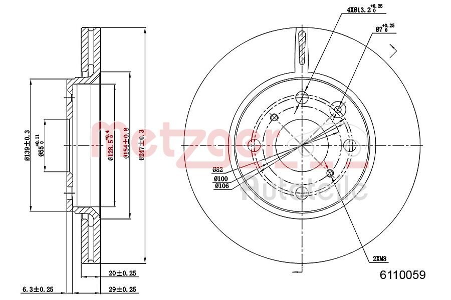 Bremsscheibe METZGER 6110059