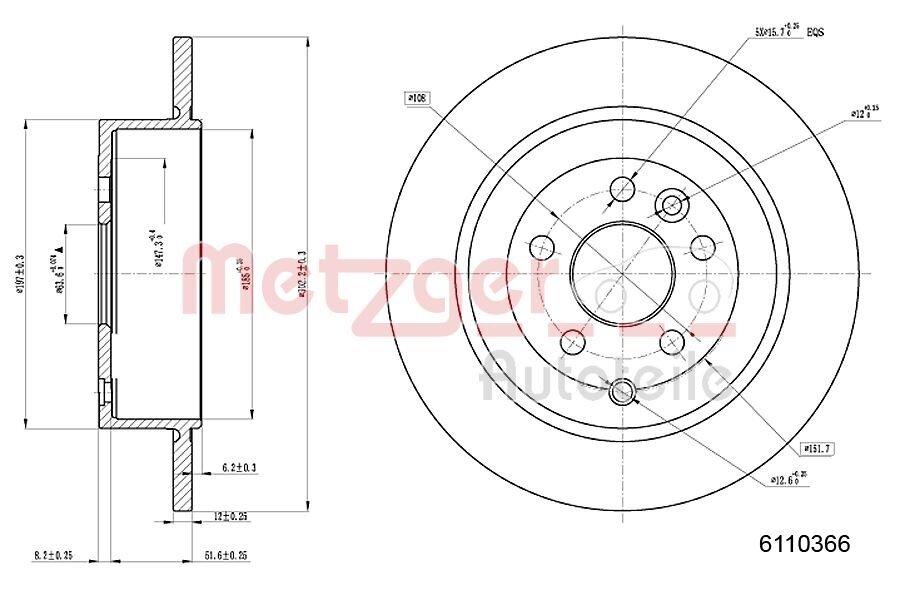 Bremsscheibe METZGER 6110366