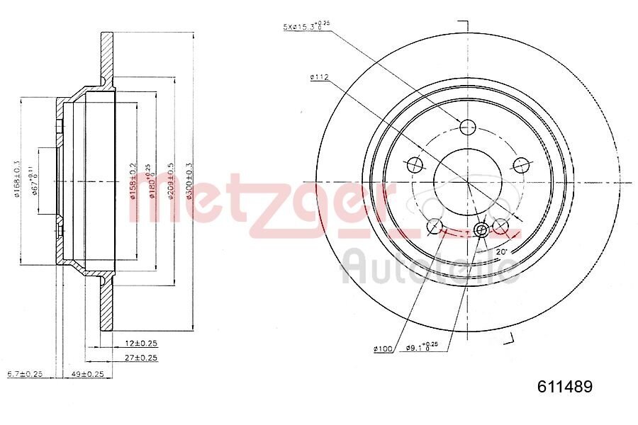 Bremsscheibe METZGER 6110489