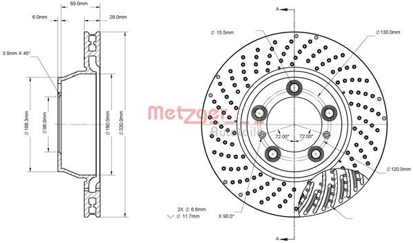 Bremsscheibe METZGER 6110863