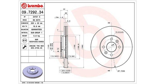 Bremsscheibe MAGNETI MARELLI 360406043300