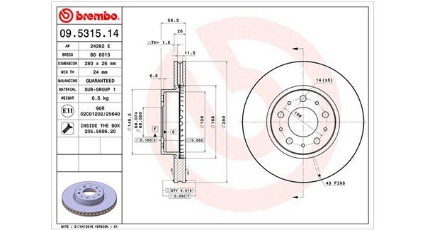 Bremsscheibe MAGNETI MARELLI 360406051200