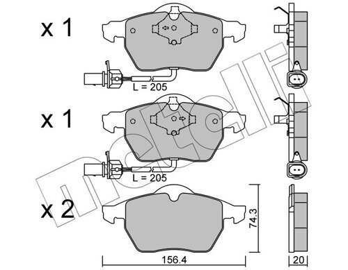 Bremsbelagsatz, Scheibenbremse METELLI 22-0314-0