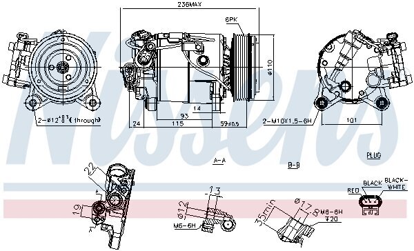 Kompressor, Klimaanlage 12 V NISSENS 891019