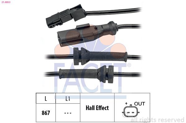 Sensor, Raddrehzahl FACET 21.0053