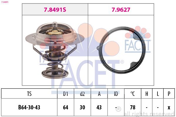 Thermostat, Kühlmittel FACET 7.8491