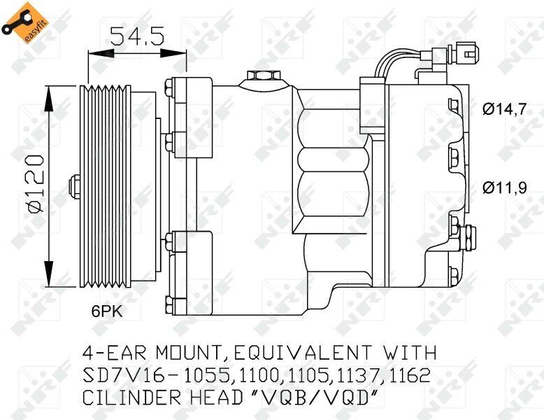 Kompressor, Klimaanlage 12 V NRF 32033