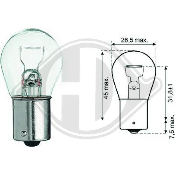 Glühlampe, Blinkleuchte 12 V 21 W P21W DIEDERICHS LID10046