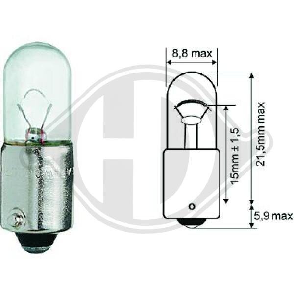 Glühlampe, Blinkleuchte 12 V 4 W T4W DIEDERICHS LID10073