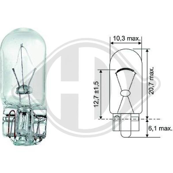 Glühlampe, Blinkleuchte 12 V 5 W W5W DIEDERICHS LID10078