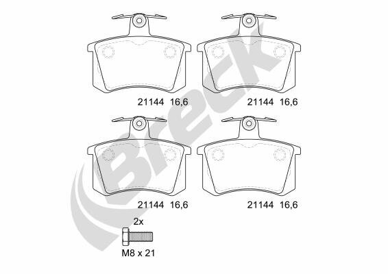 Bremsbelagsatz, Scheibenbremse BRECK 21144 00 704 00