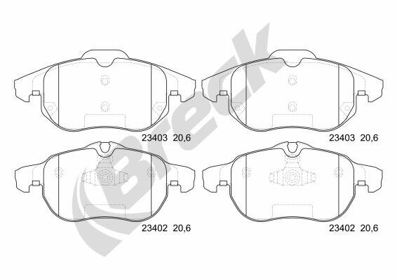 Bremsbelagsatz, Scheibenbremse BRECK 23402 00 701 00