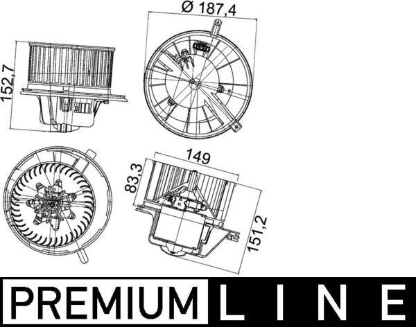 Innenraumgebläse 12 V MAHLE AB 148 000P