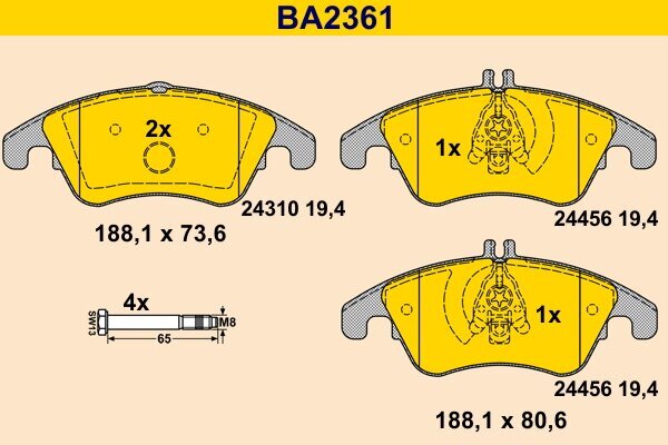 Bremsbelagsatz, Scheibenbremse BARUM BA2361